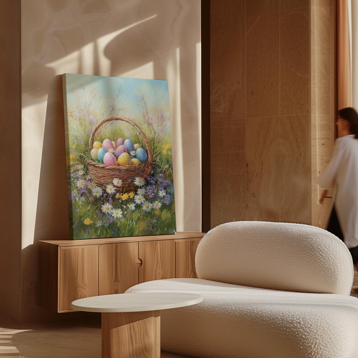 Pastel Easter Eggs In Wildflower Basket, Spring Meadow Painting - Image 7