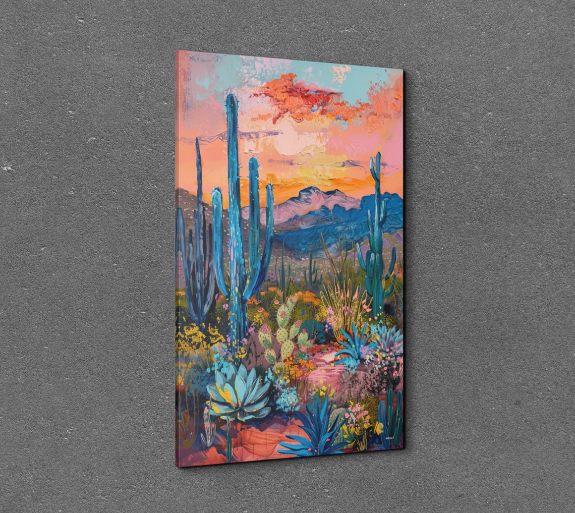 Saguaro Cactus Garden Sunset Vertical Desert Landscape Poster - Image 3
