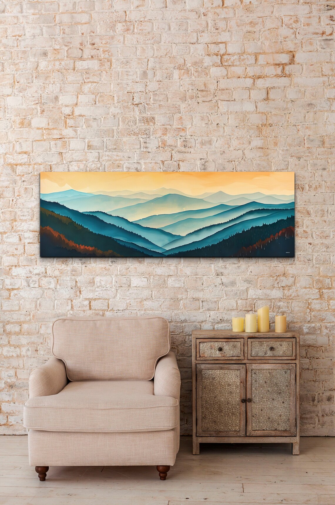 Smokey Mountain Mid-Century Modern Panoramic Art Print - Image 7