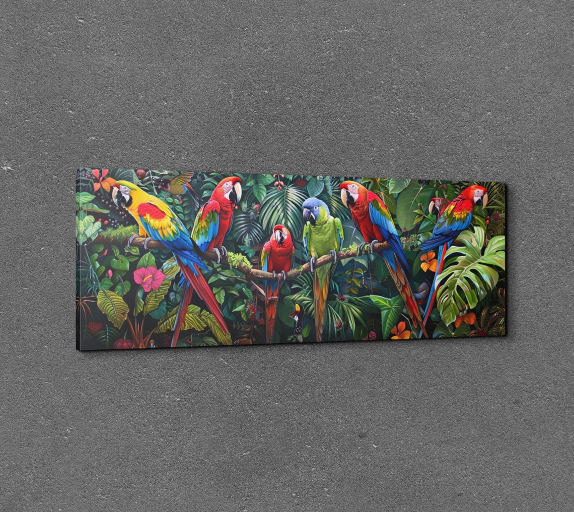 Panoramic Rainforest Scene With Parrots - Image 2