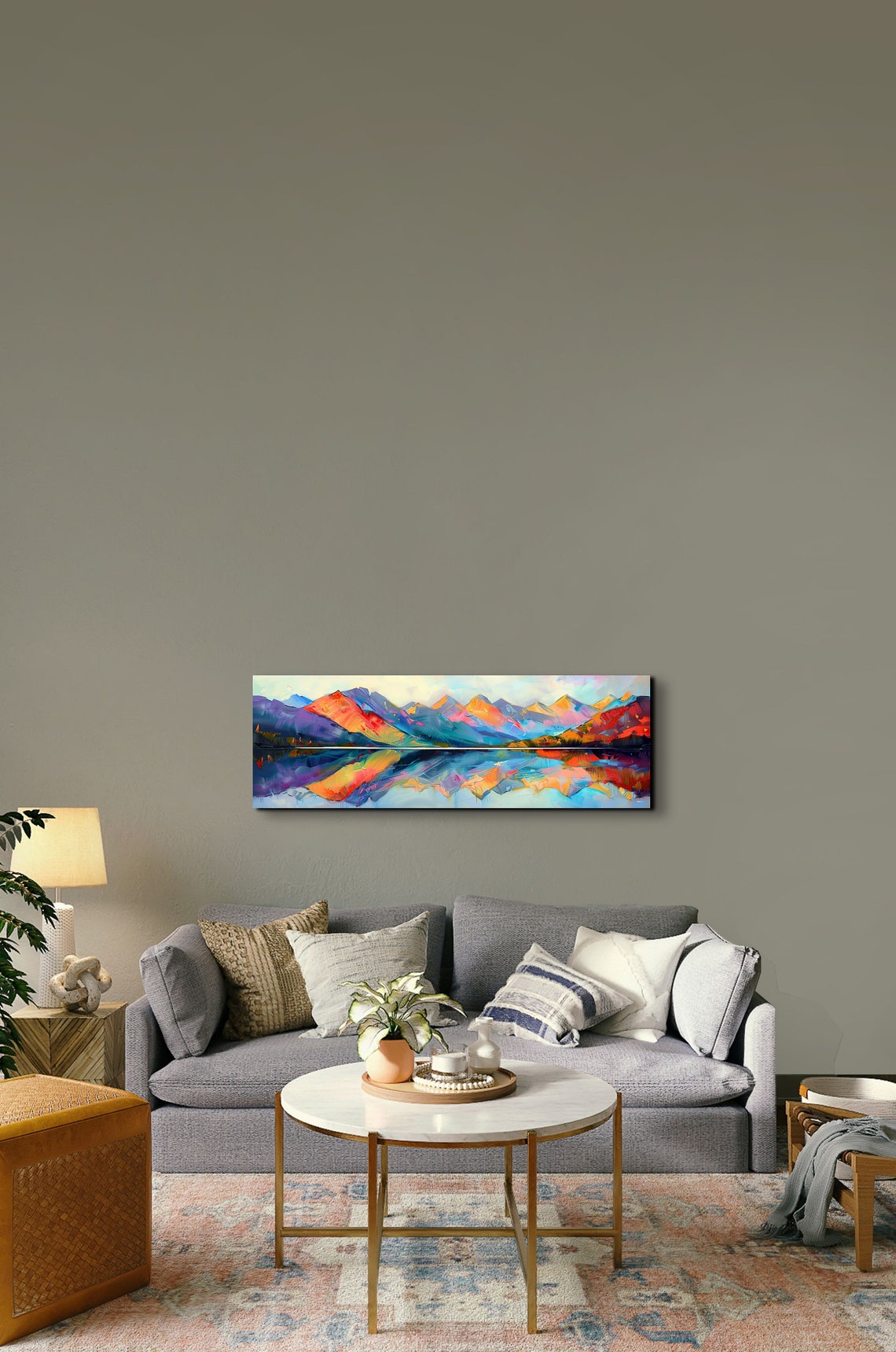 Colorful Mountain Lake Mirror Reflection Modern Landscape Art Poster - Image 6