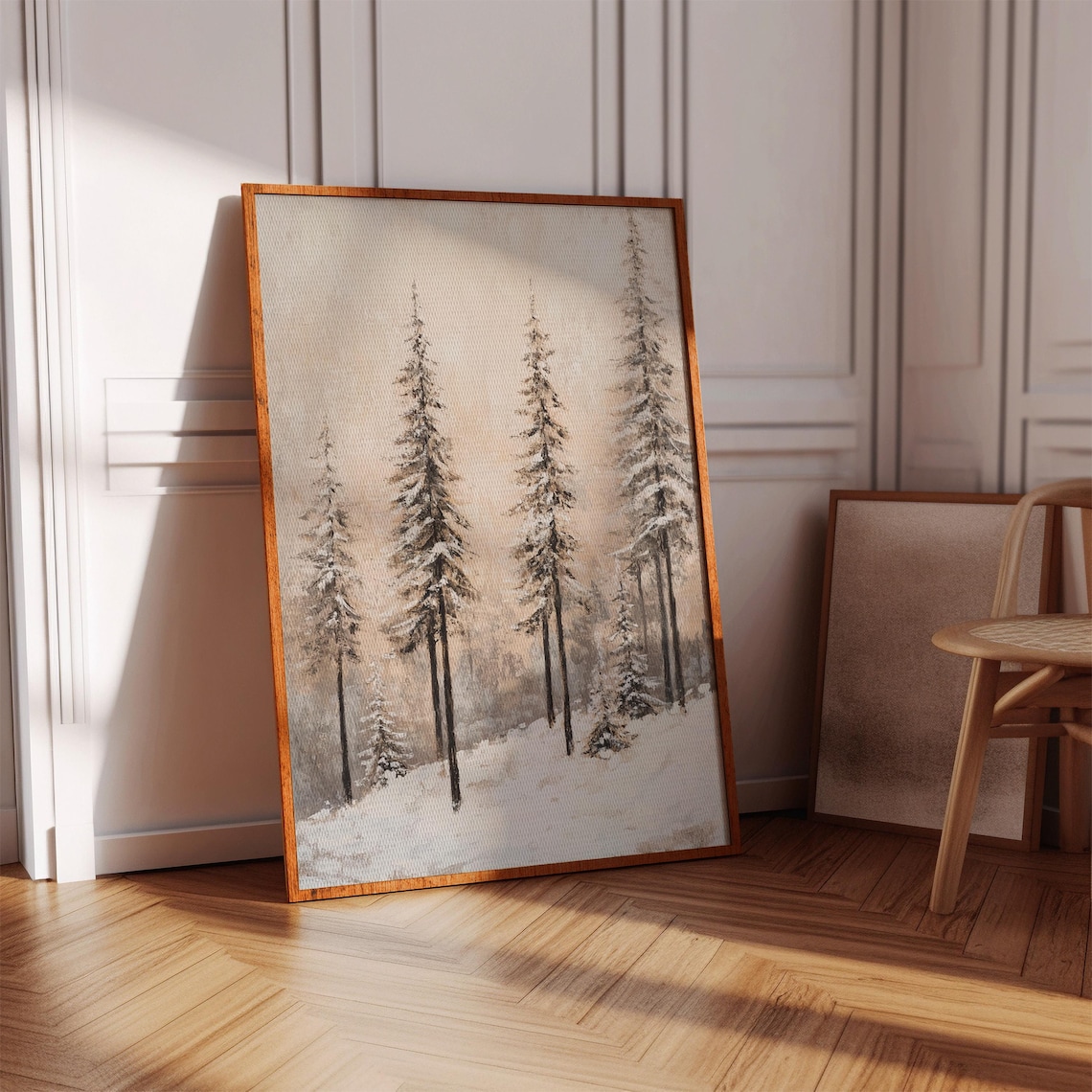 Winter Pine Forest Art Print, Rustic Lodge Decor