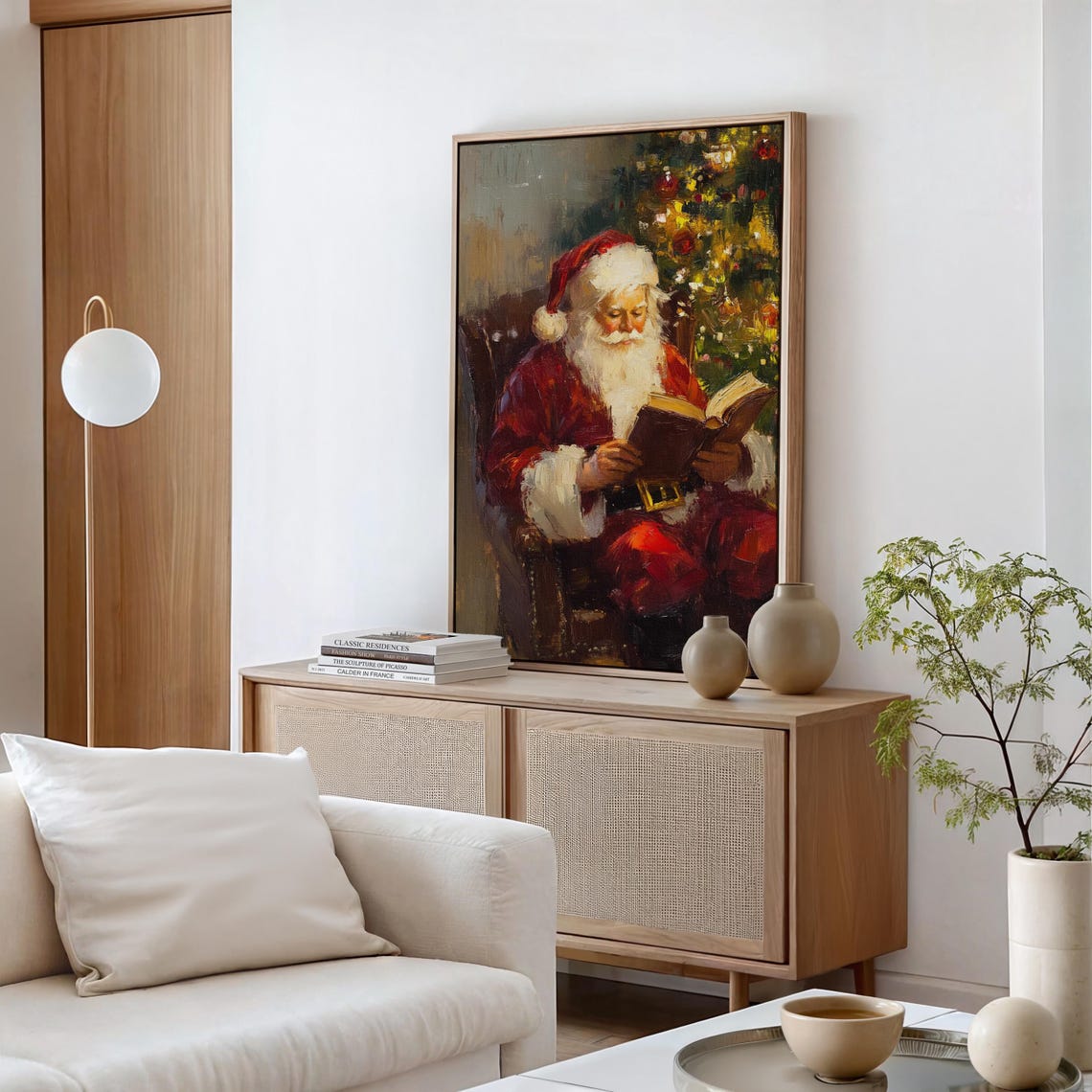 Cozy Santa Reading Book In Armchair Christmas Painting Poster - Image 5