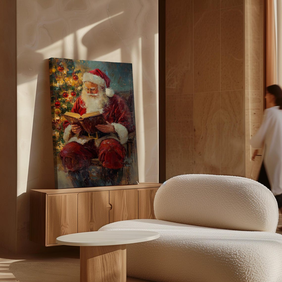 Santa Claus Reading By Glowing Christmas Tree Vintage Poster - Image 7