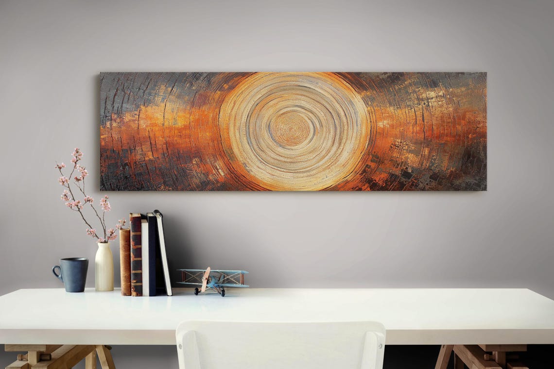 Warm Gold Panoramic Tree Ring Abstract Wood Grain Decor Poster - Image 4