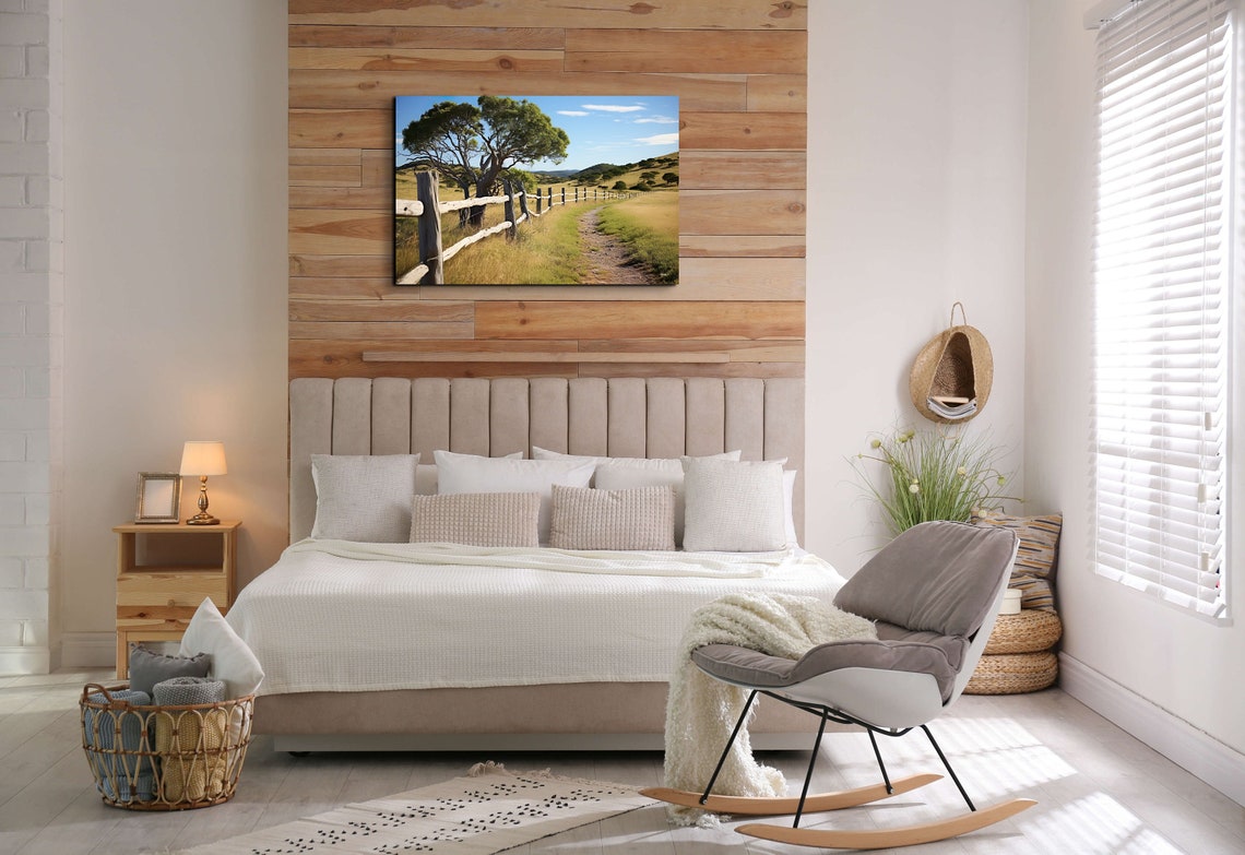 Australian Bush Fence Path With Gum Trees Under Blue Sky Poster - Image 4