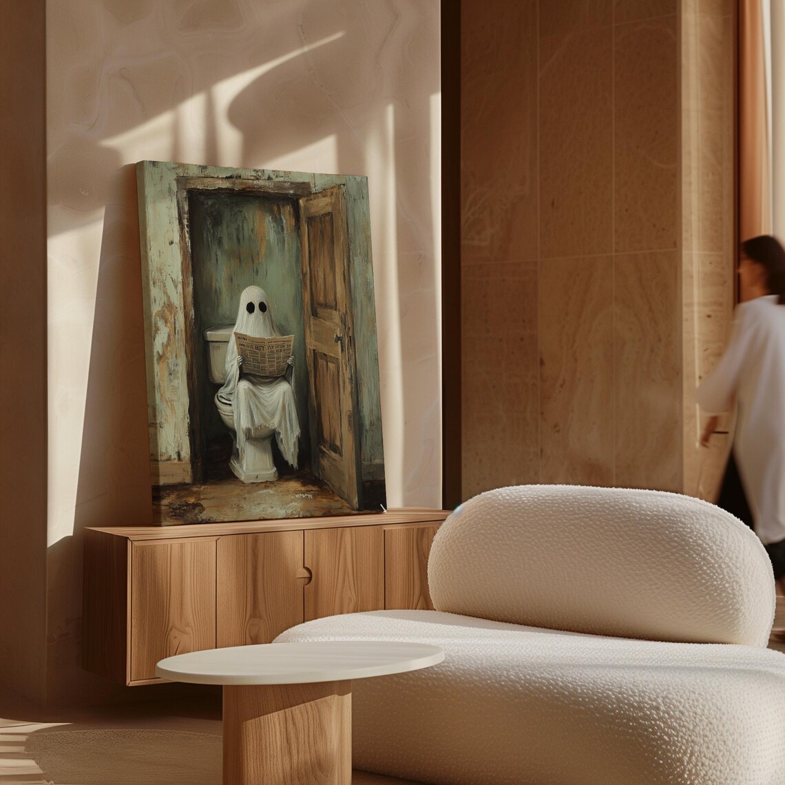 Quirky Ghost Bathroom Art, Vintage Inspired - Image 5