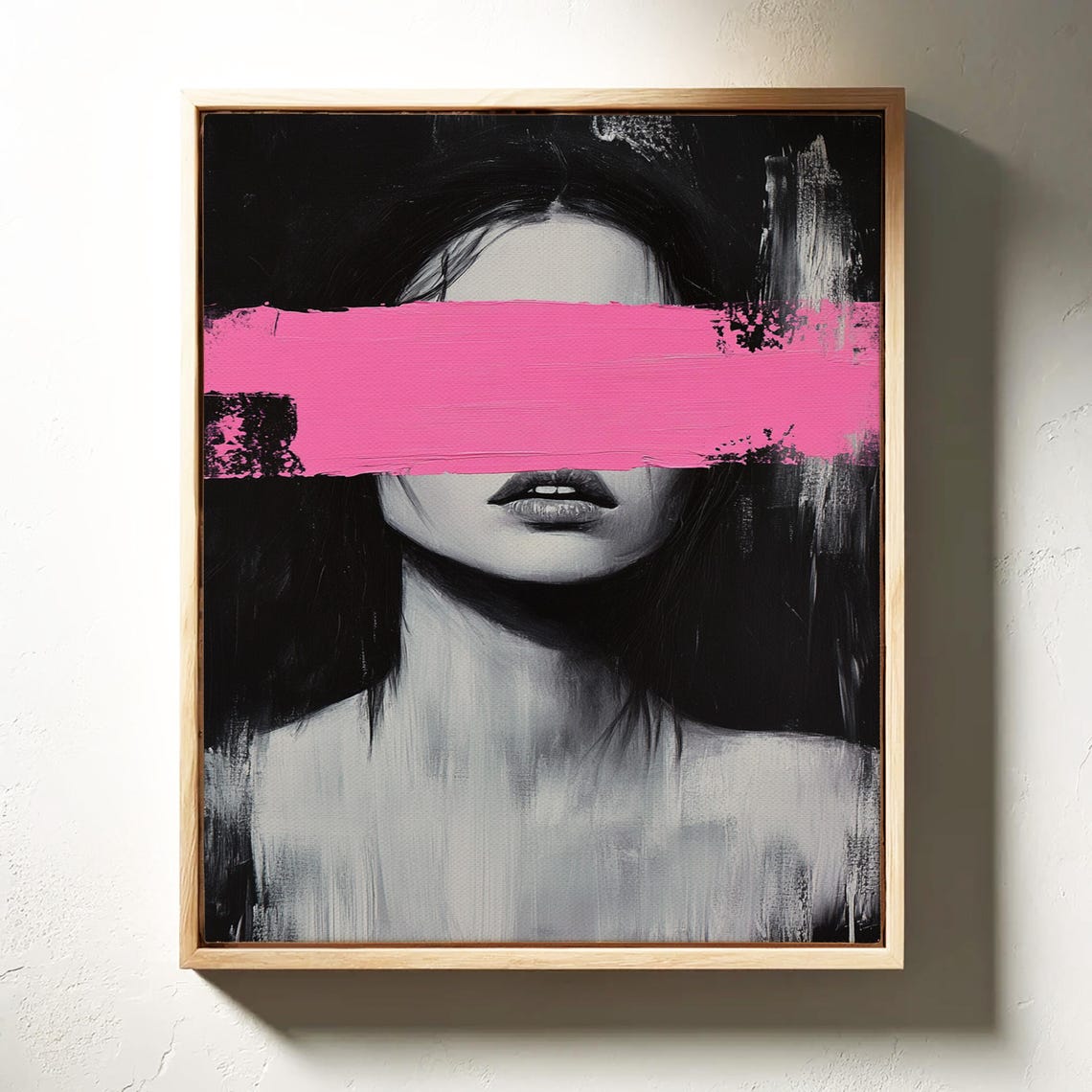 Abstract Woman Portrait Pink Brushstroke Bold Black White Poster - Image 4