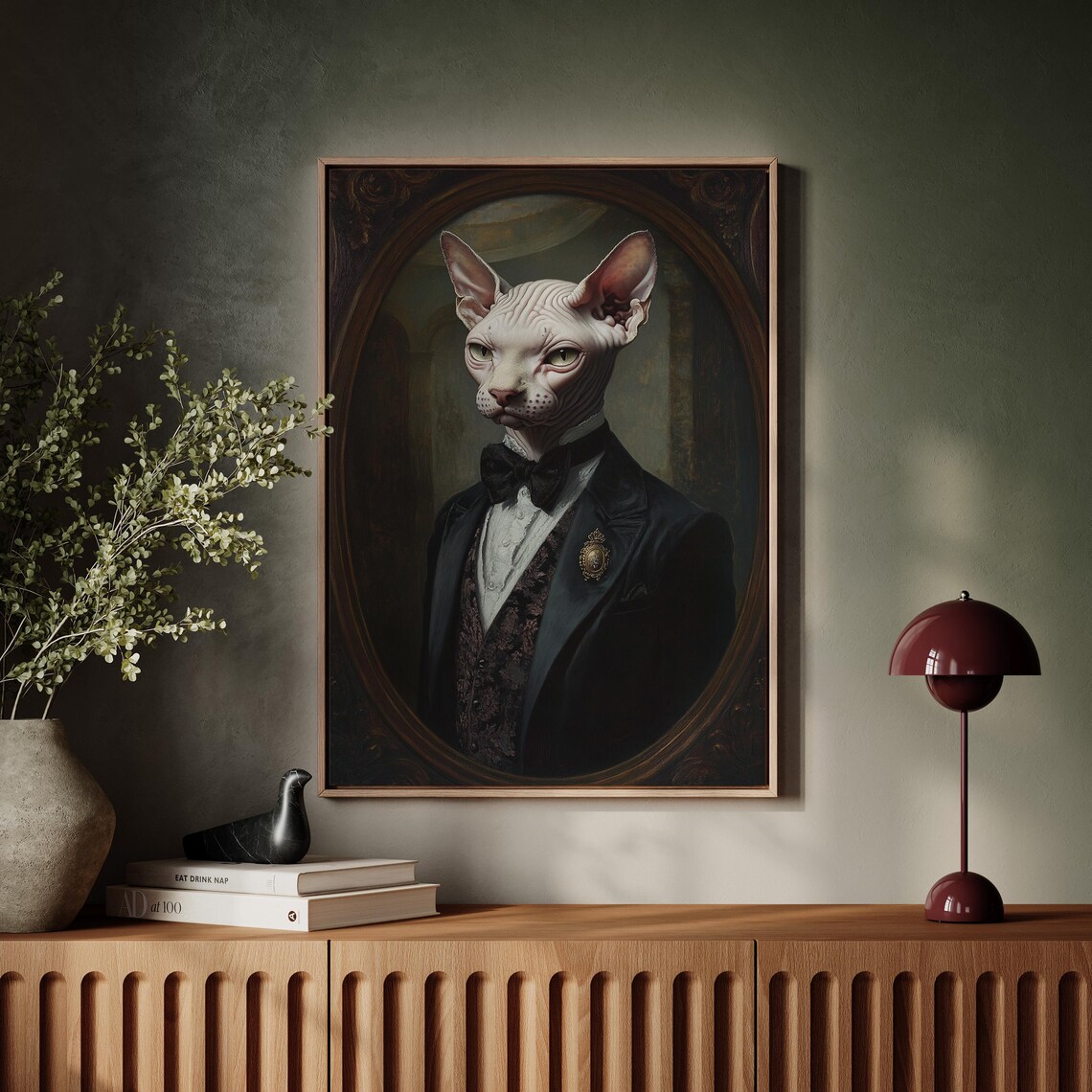 Sphynx Cat Gentleman Tuxedo Bow Tie Aristocratic Victorian Portrait Poster - Image 3
