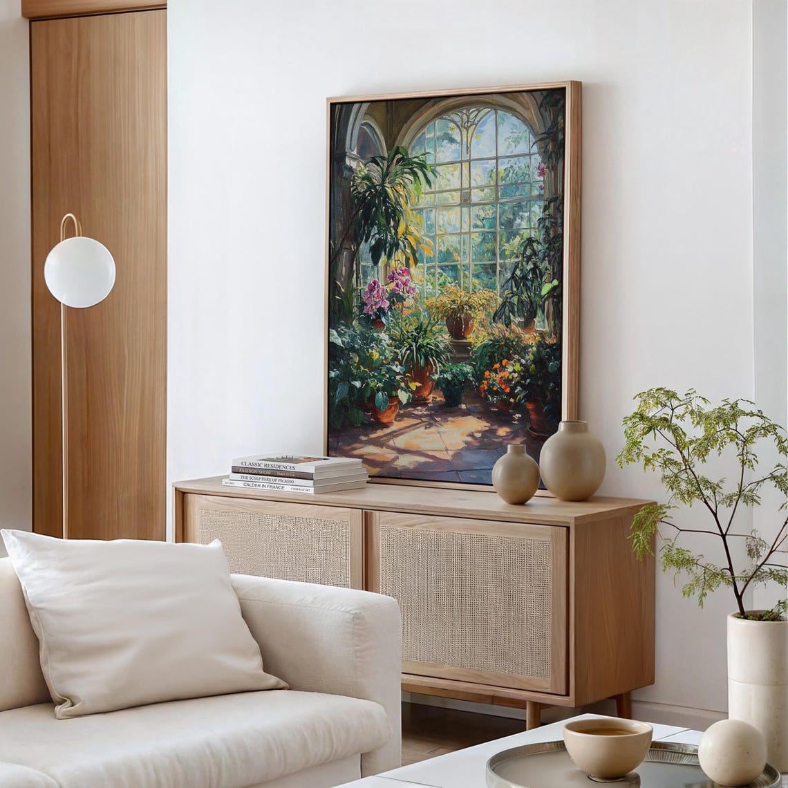 Sunlit Conservatory Interior With Arched Windows Lush Plants Poster - Image 5
