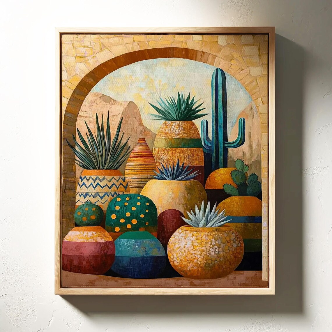 Boho Cacti and Pots Art Print, Southwest Desert Scene - Image 3