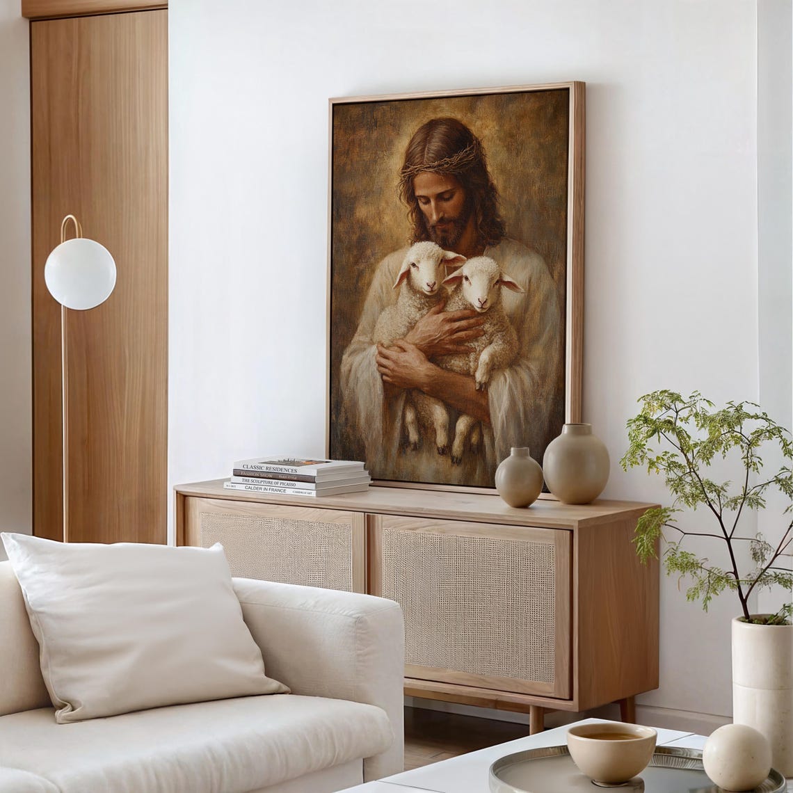 Jesus Good Shepherd Holding Two White Lambs Heartfelt Poster - Image 5