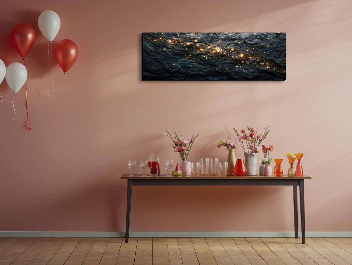 Black Stone With Gold Shining Abstract Wall Art - Image 7