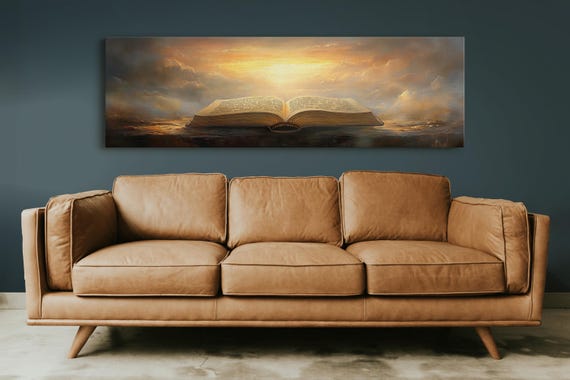 Glowing Bible Art Spiritual Christian Wall Decor Open Bible With Light Religious Faith Print Inspirational Scripture Artwork