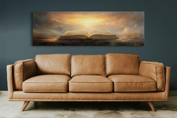 Glowing Open Bible Heavenly Light Divine Spiritual Faith Poster