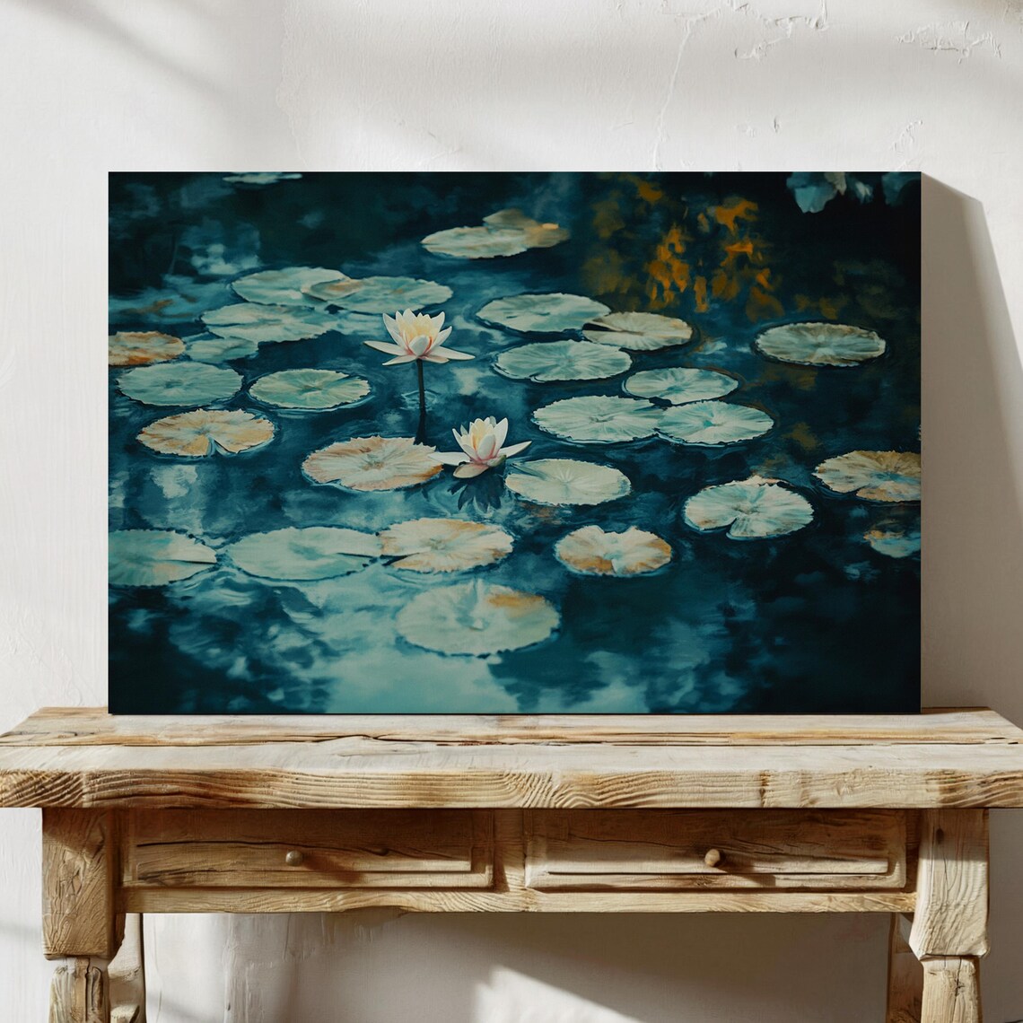 Serene Water Lily Pond Art Print, Tranquil Nature - Image 3