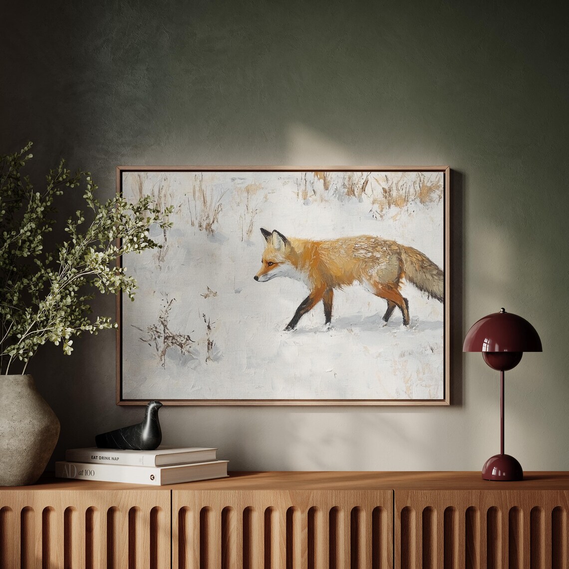 Red Fox In Winter Snow Wildlife Art Print - Image 5