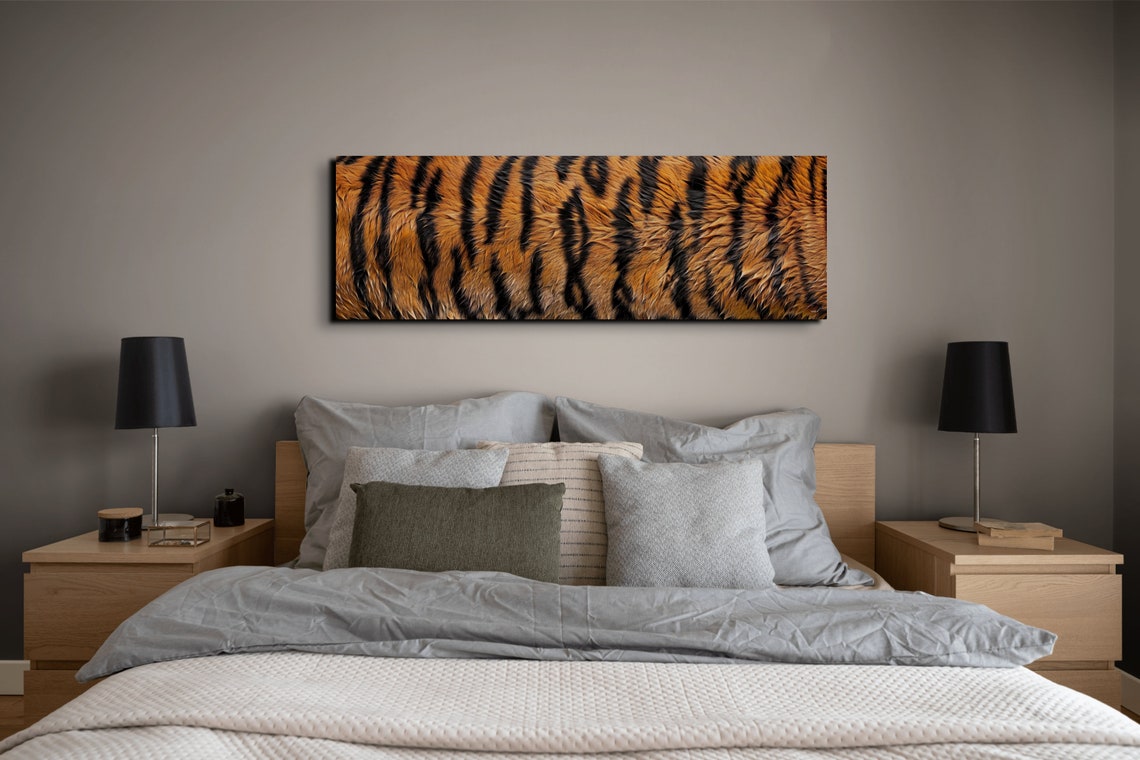 Golden Amber Tiger Stripes Fur Texture Wildlife Panoramic Poster - Image 5