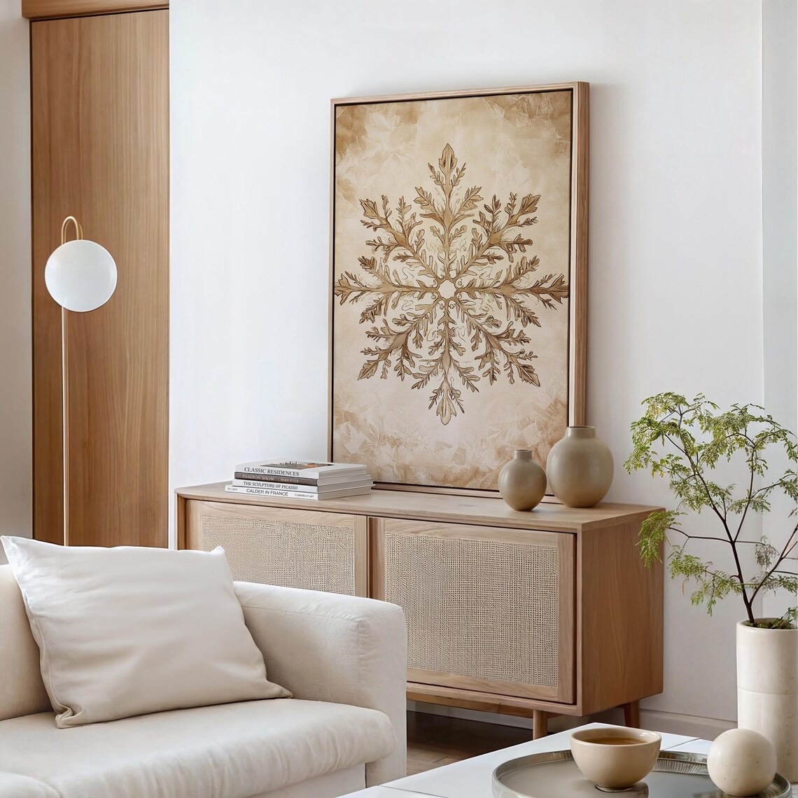 Golden Botanical Snowflake Illustration Winter Holiday Art Poster - Image 4