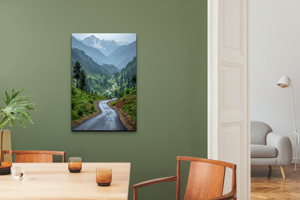 Kashmir Mountain Road Art Print Kashmir Wall Art Decor Home Decor Home Gift Portrait Wrapped - Image 6