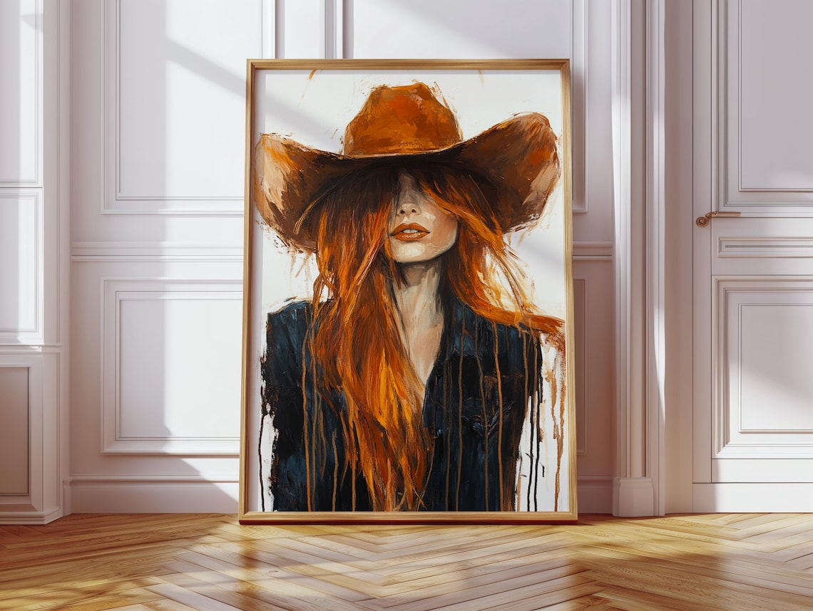 Cowgirl Redhead Art Print, Rustic Western Farmhouse - Image 5