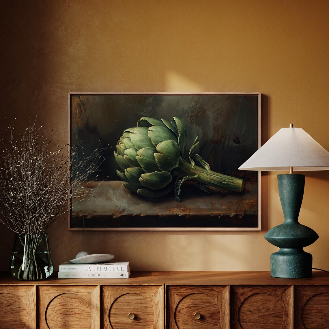 Vintage Artichoke Still Life, Rustic Kitchen Art Print - Image 4