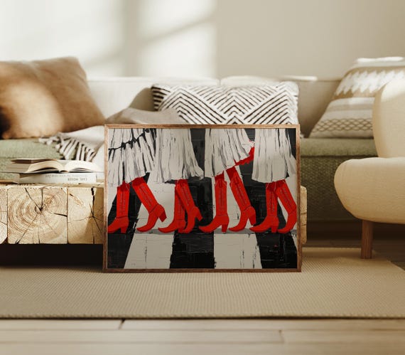 Cowgirl Line Dance, Western Art Print
