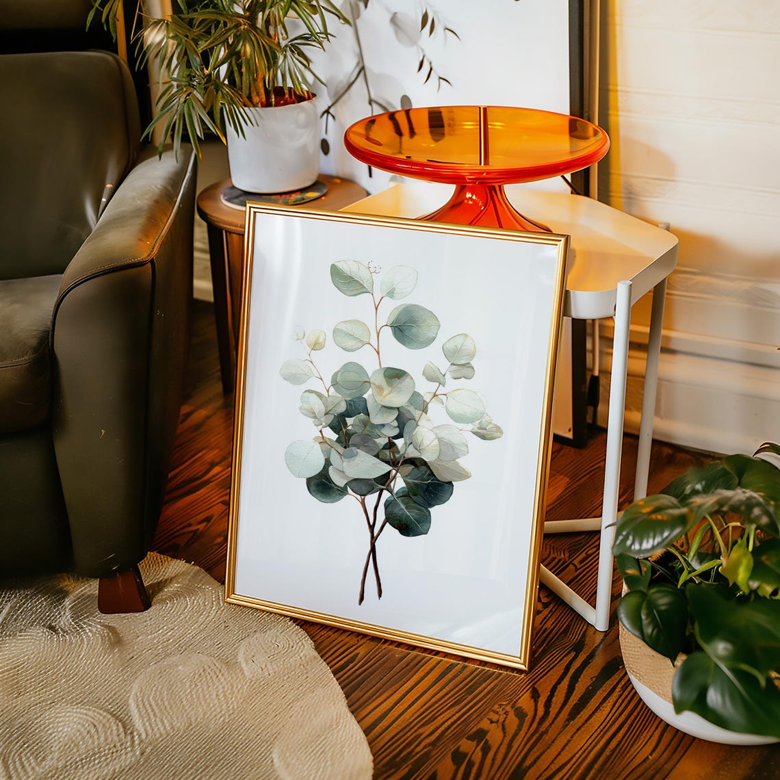 Silver Dollar Eucalyptus Watercolor Sage Green Botanical Poster