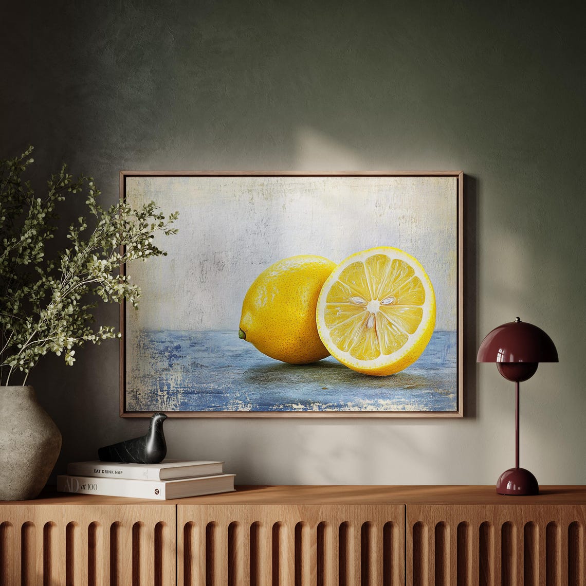 Lemon Still Life Whole and Half Cut Rustic Citrus Kitchen Poster - Image 6