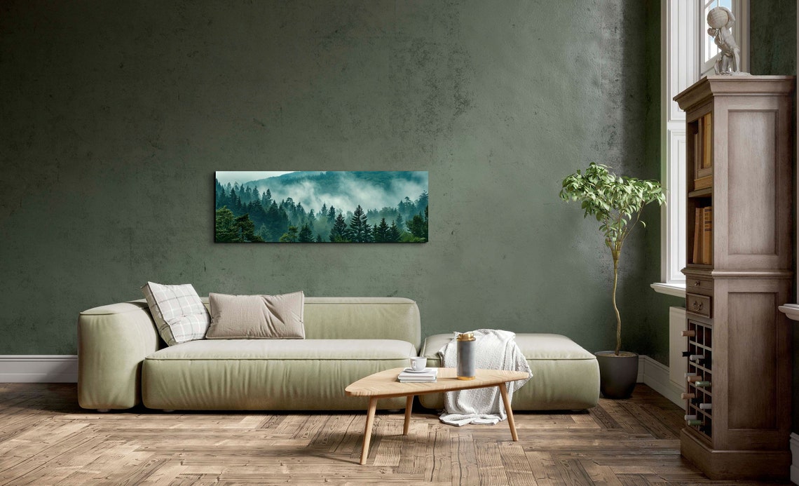 Rolling Lush Green Hills Wrapped in Fog in a Pine Forest Poster - Image 7