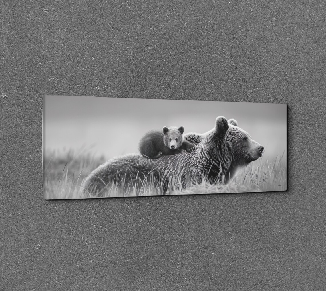 Mamma Bear Cub, Panoramic Wall Art Print - Image 3