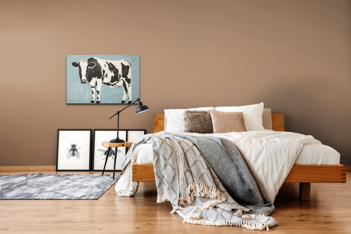 Holstein Friesian Cow Pop Art Style Blue Background Farm Poster - Image 5