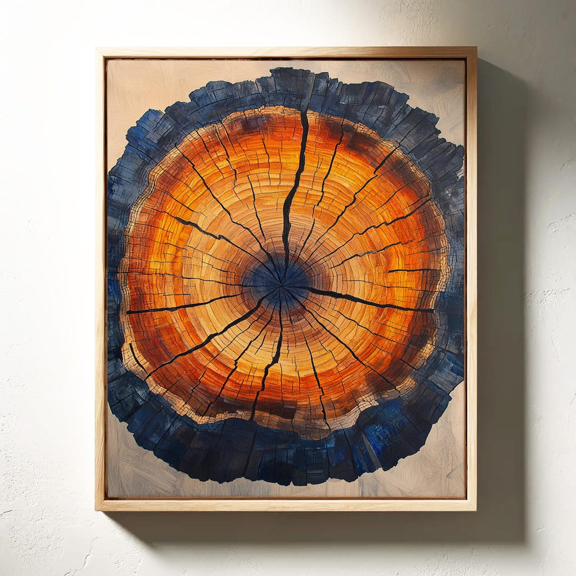 Golden Amber Tree Ring Cross Section Botanical Statement Poster - Image 3