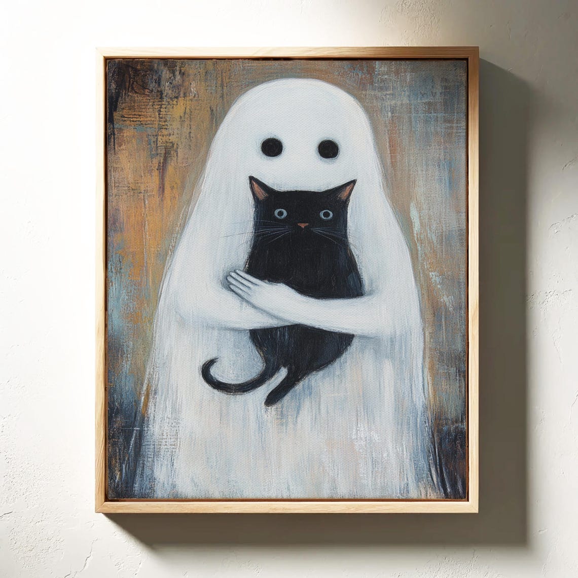 Ghost Holding Black Cat Adorable Spooky Halloween Cat Lover Poster - Image 4