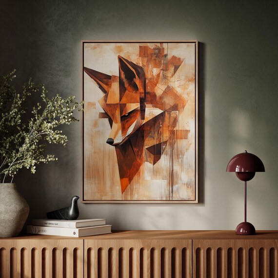 Geometric Fox Art Print, Abstract Animal Design