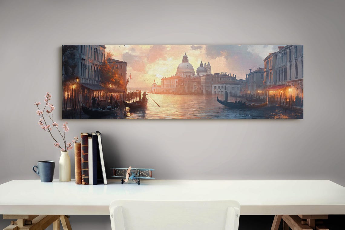 Venice Grand Canal Sunset Gondolas Romantic Italy Wall Art Print - Image 3