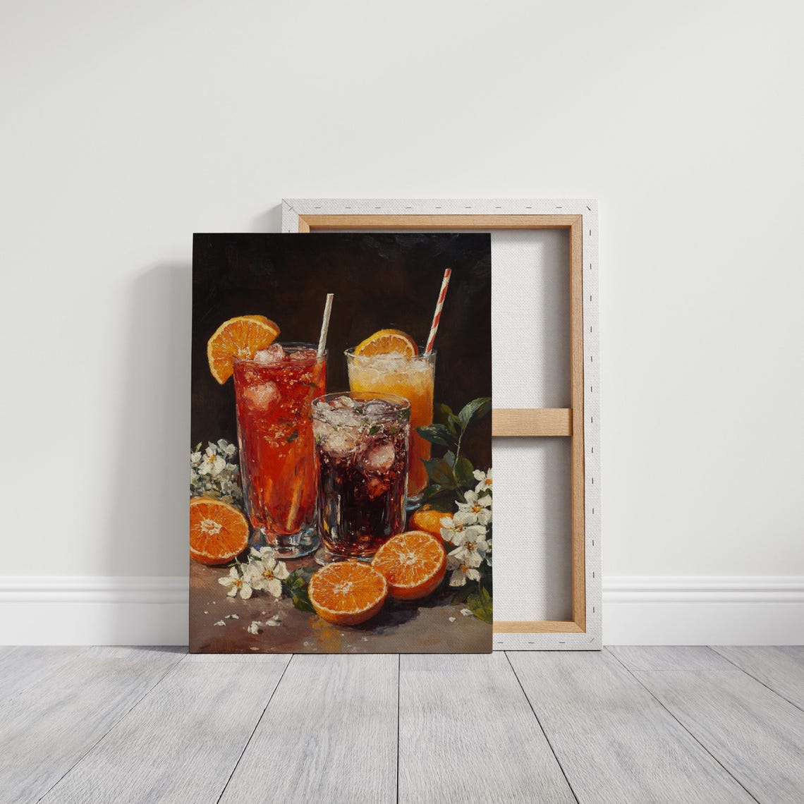 Refreshing Iced Citrus Cocktails With Orange Slices Still Life Poster - Image 3