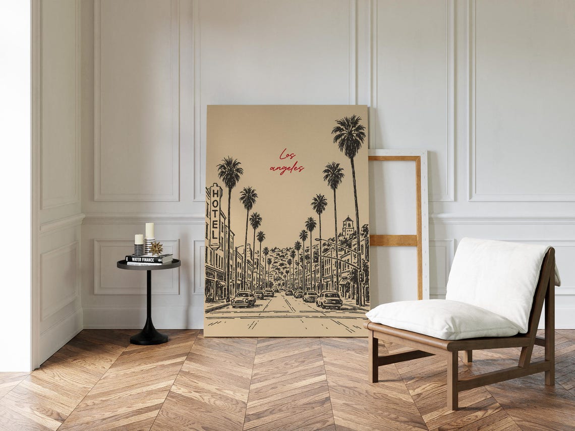 Los Angeles Street Scene, Vintage Line Drawing Print - Image 2