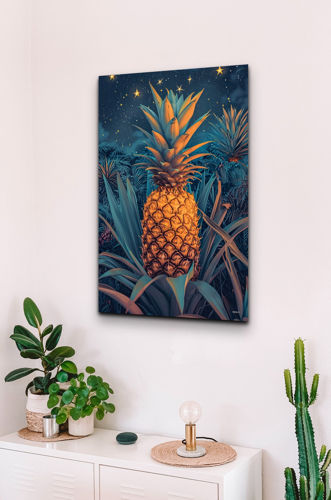 Pineapple Under Starry Night Sky Tropical Jungle Fruit Wall Art - Image 5