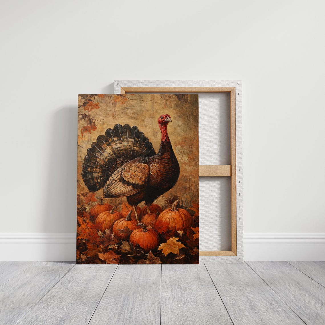 Autumn Turkey With Orange Pumpkins Thanksgiving Harvest Art Poster - Image 6