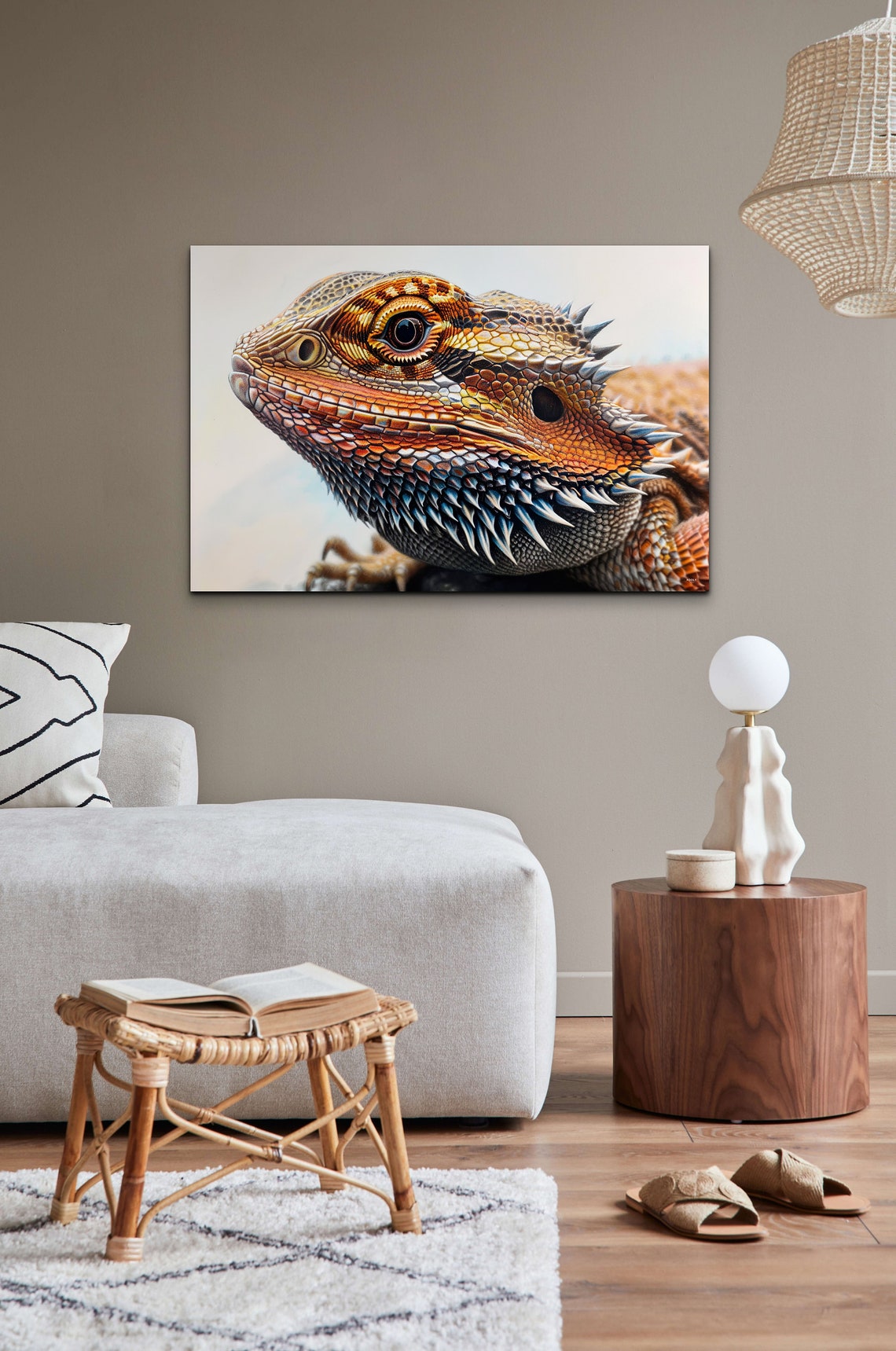 Bearded Dragon Head Close Up Vivid Scales Reptile Art Poster - Image 3