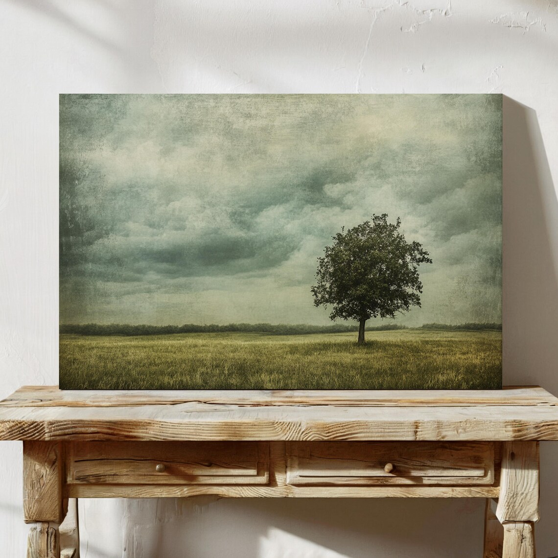 Serene Tree, Rustic Lone Tree Landscape Art Print