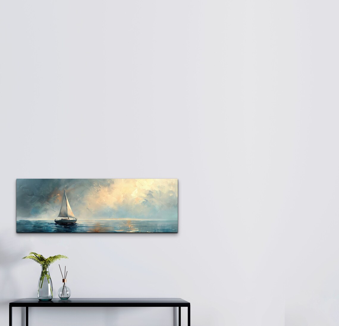 Vintage Sailboat Panoramic Artwork, Nautical Art Print - Image 4