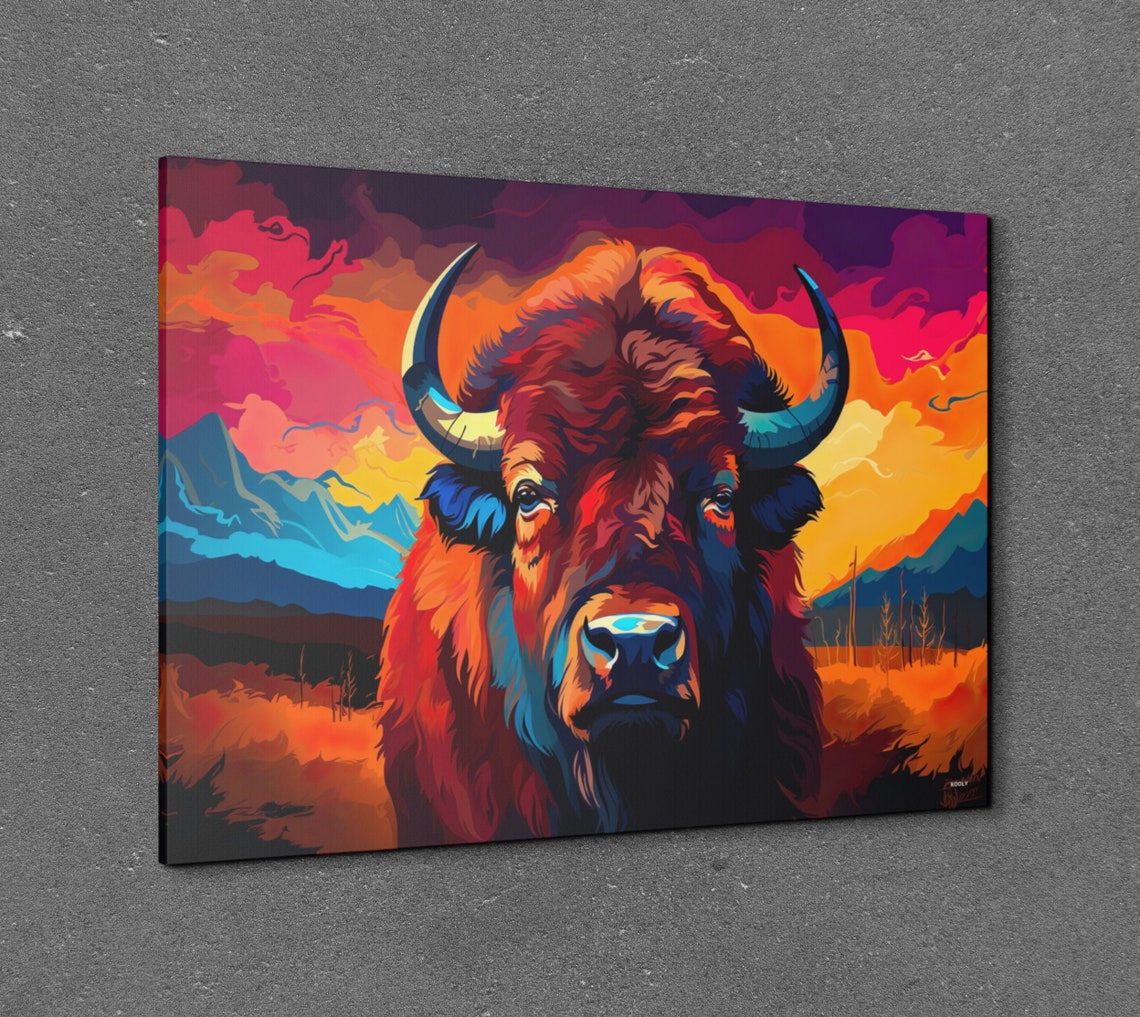 Dayglow Bison, Modern Art Print - Image 3