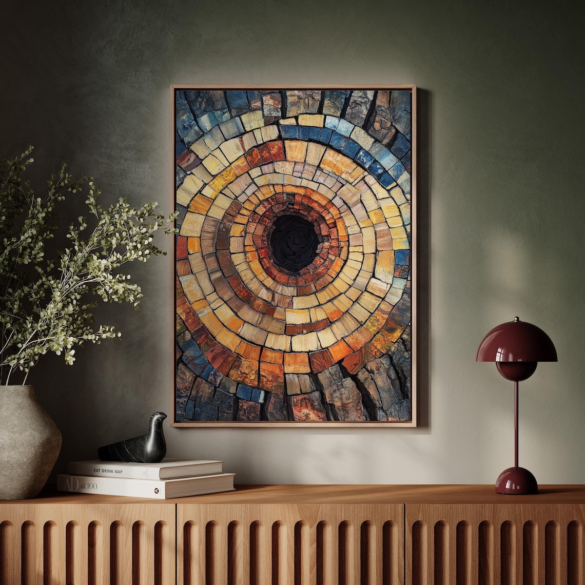 Mosaic Tree Ring Art, Rustic Natural Wall Art - Image 5