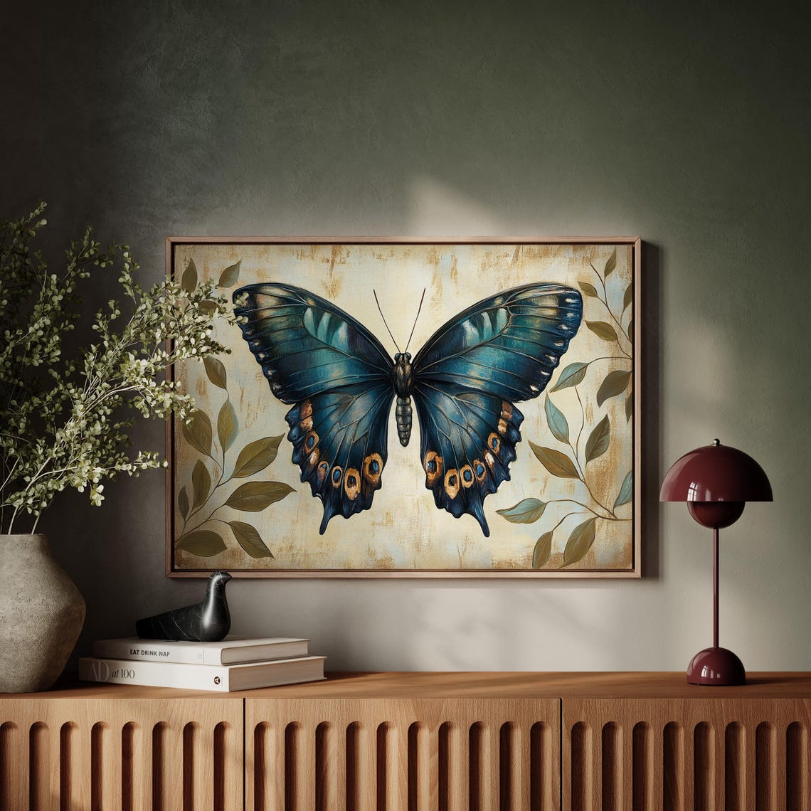 Navy Blue Butterfly Vintage Naturalist Style Illustration Poster - Image 7
