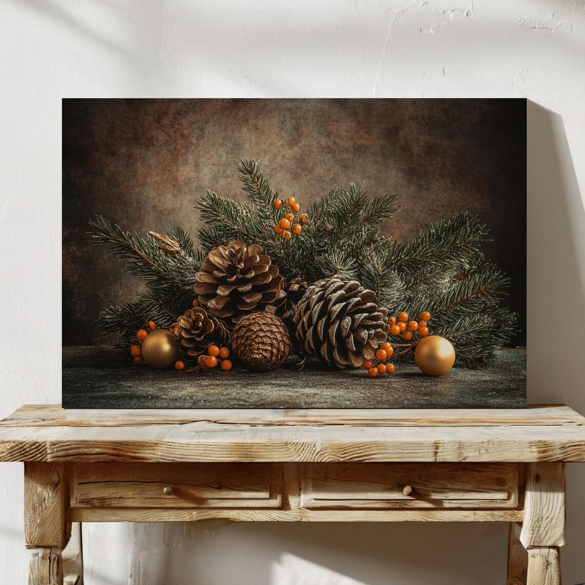 Rustic Christmas Pinecone And Evergreen Art Print - Image 7