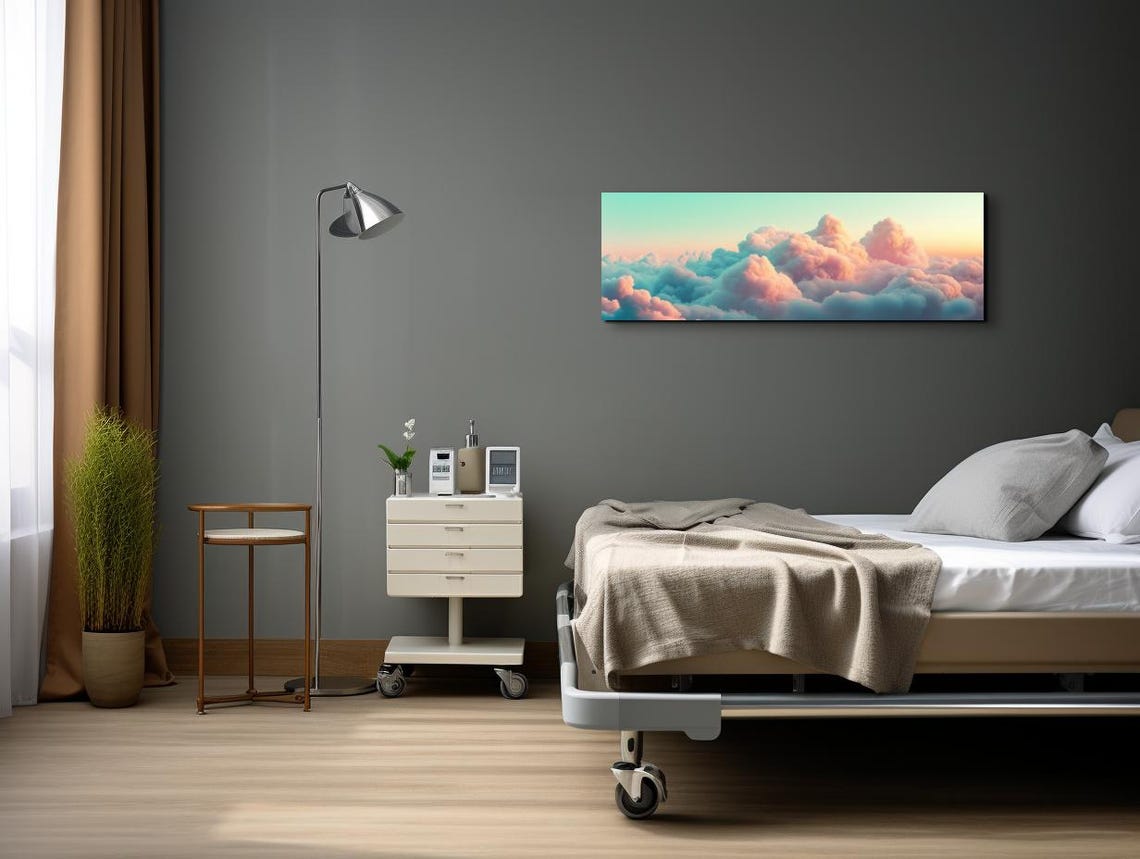 Serene Pink Teal Cloud Sunset Panoramic Dreamy Sky Art Poster - Image 5