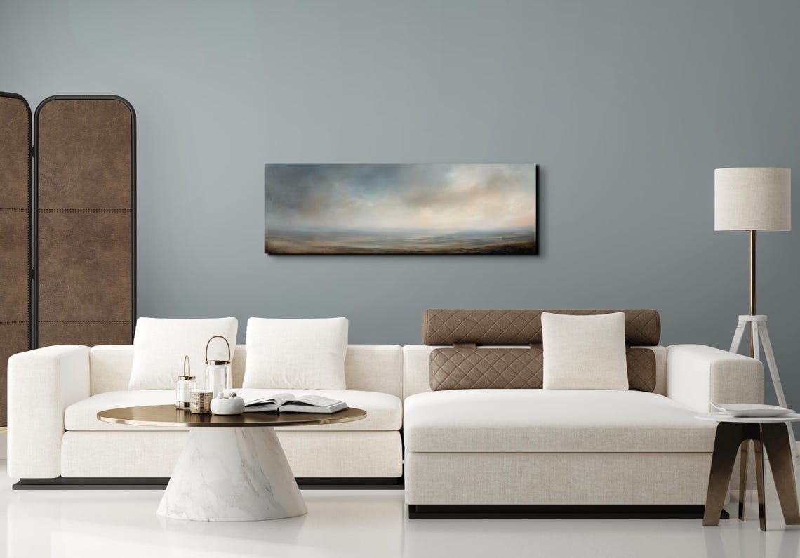 Misty Gray Moorland Under Soft Clouds Moody Landscape Art Poster - Image 6