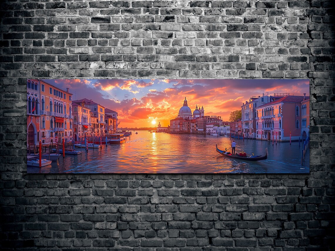 Venice Grand Canal Sunset Gondola Watercolor Travel Art Poster - Image 2